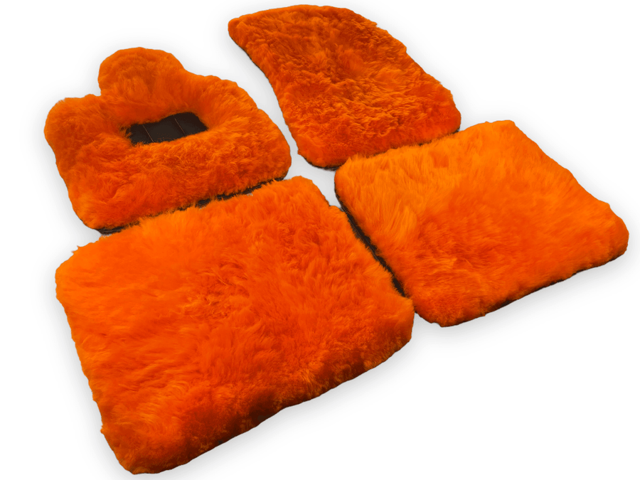Orange Sheepskin Floor Mats For Rolls Royce Dawn Rr6 2016-2023 Er56 Design Brand - AutoWin