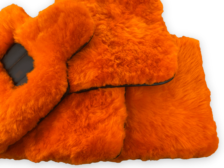 Orange Sheepskin Floor Mats For Rolls Royce Dawn Rr6 2016-2023 Er56 Design Brand - AutoWin