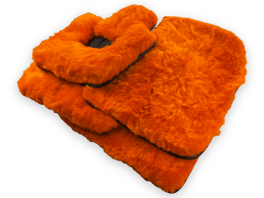 Orange Sheepskin Floor Mats For Rolls Royce Phantom VIII (2017-2024) ER56 Design Brand - AutoWin
