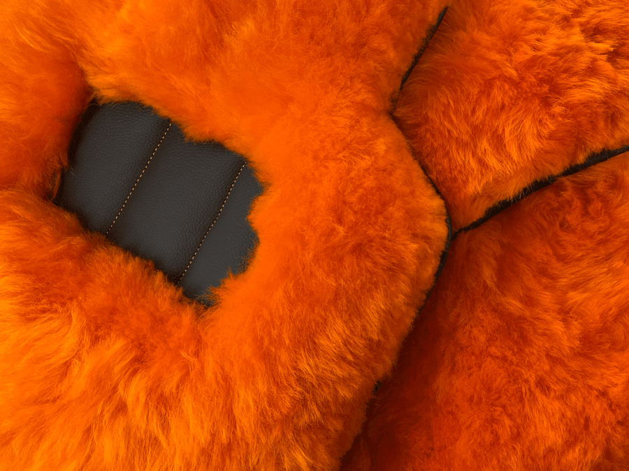 Orange Sheepskin Floor Mats For Rolls Royce Wraith 2013–2023 Er56 Design - AutoWin