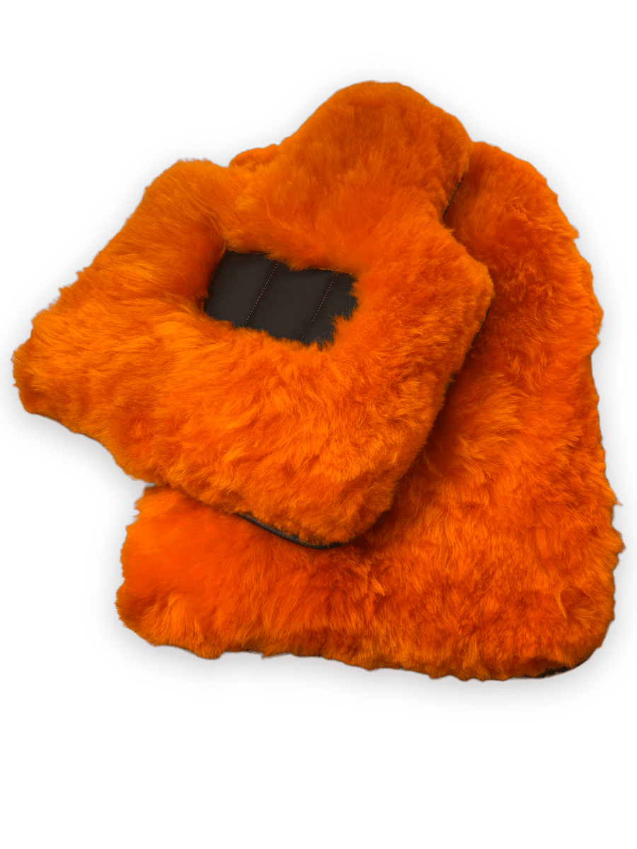 Orange Sheepskin Floor Mats For Rolls Royce Wraith 2013–2023 Er56 Design - AutoWin
