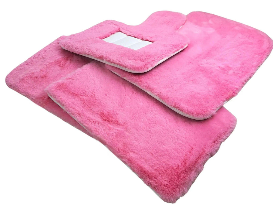 Pink Sheepskin Floor Mats For Bentley Flying Spur (2013-2019) Er56 Design Brand - AutoWin
