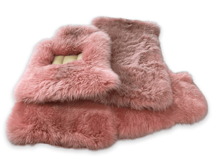 Pink Sheepskin Floor Mats for Rolls Royce Phantom VIII (2017-2024) ER56 Design Brand - AutoWin