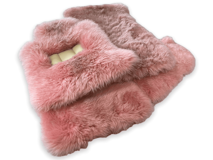 Pink Sheepskin Floor Mats for Rolls Royce Phantom VIII (2017-2024) ER56 Design Brand - AutoWin