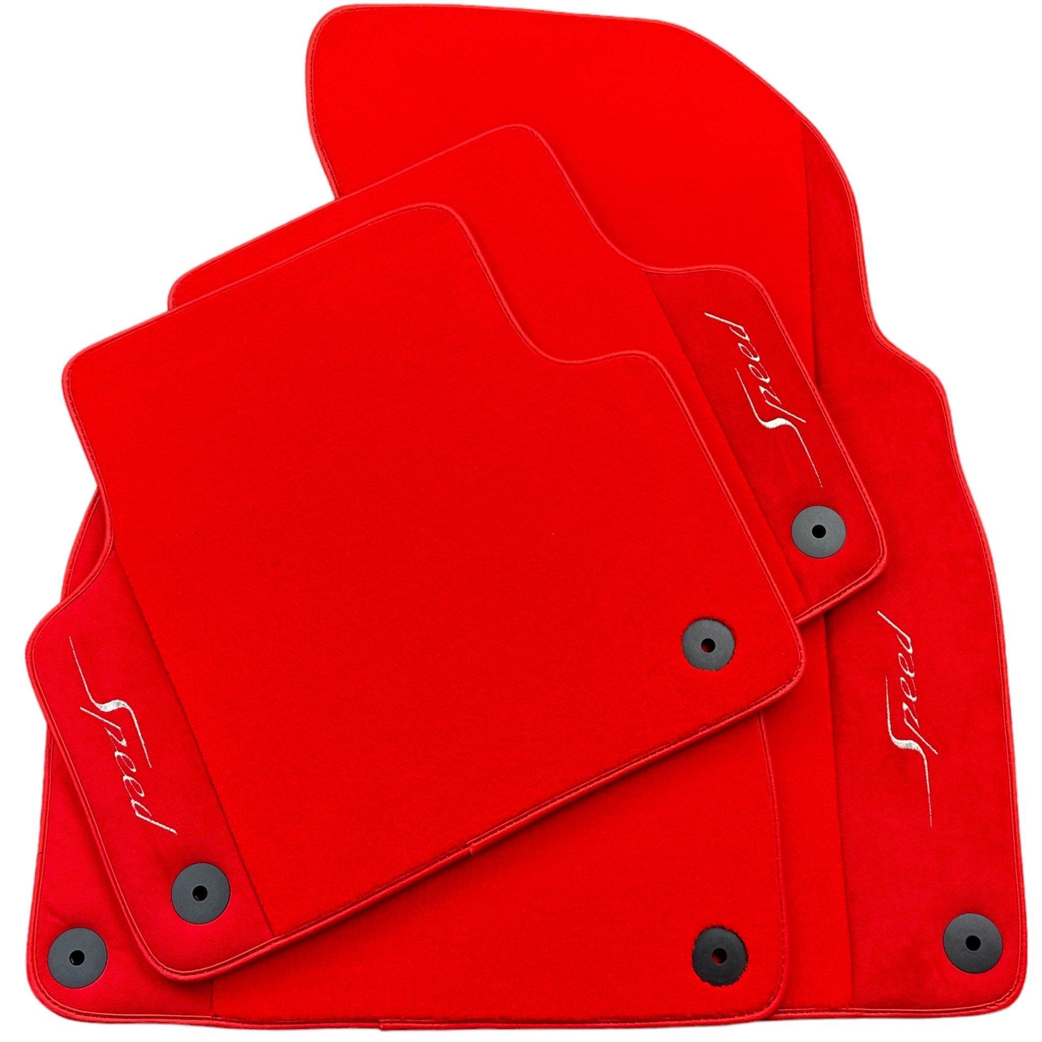 Red Floor Mats For Bentley Mulsanne (2010-2020) with Alcantara Leather - AutoWin