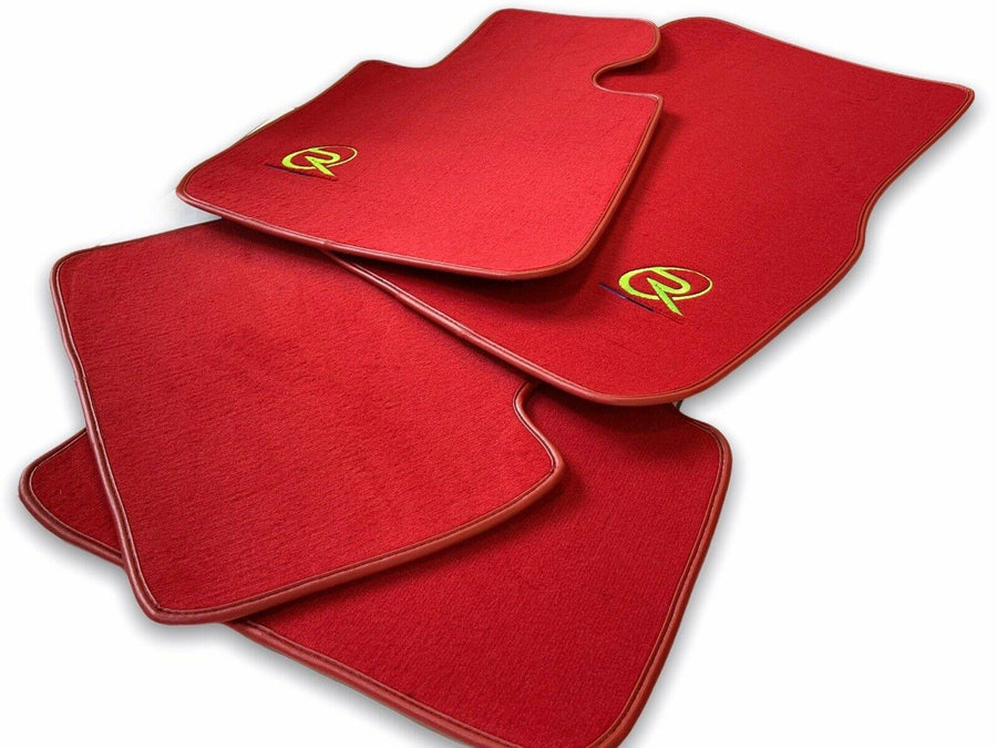 Red Floor Mats For BMW M3 4-door E90 ROVBUT Brand Tailored Set Perfect Fit Green SNIP Collection - AutoWin