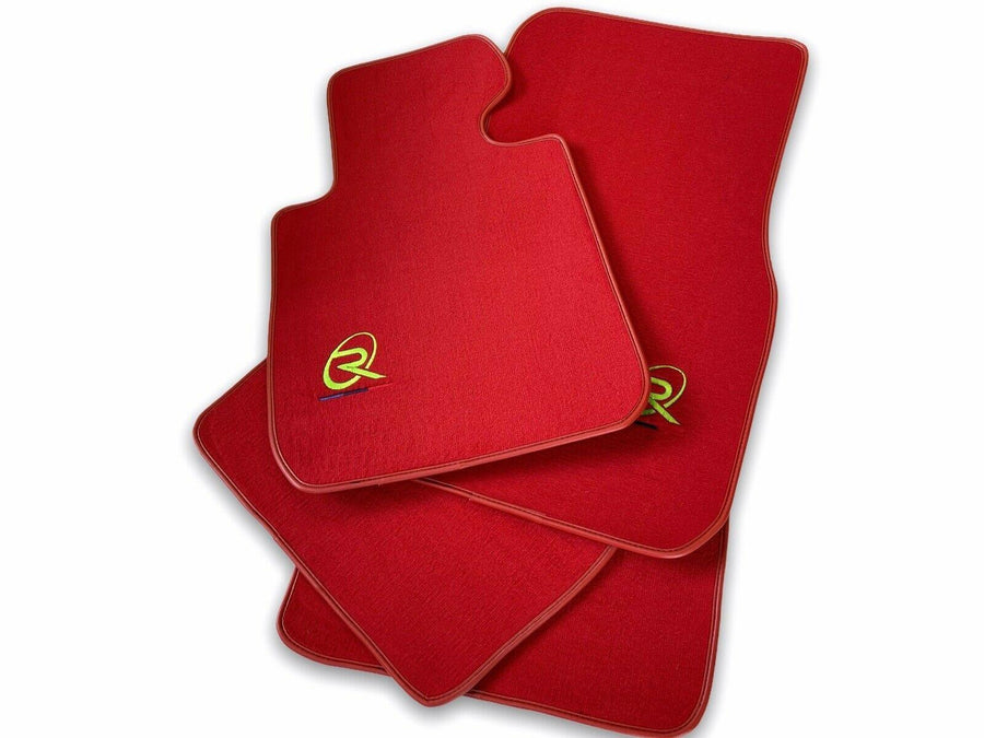 Red Floor Mats For BMW M3 4-door E90 ROVBUT Brand Tailored Set Perfect Fit Green SNIP Collection - AutoWin