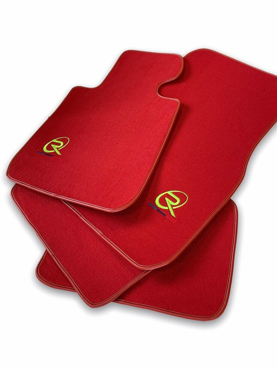 Red Floor Mats For BMW M4 G83 Convertible ROVBUT Brand Tailored Set Perfect Fit Green SNIP Collection - AutoWin