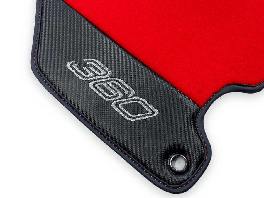 Red Floor Mats For Ferrari 360 Modena 1999-2005 With Carbon Fiber Leather - AutoWin