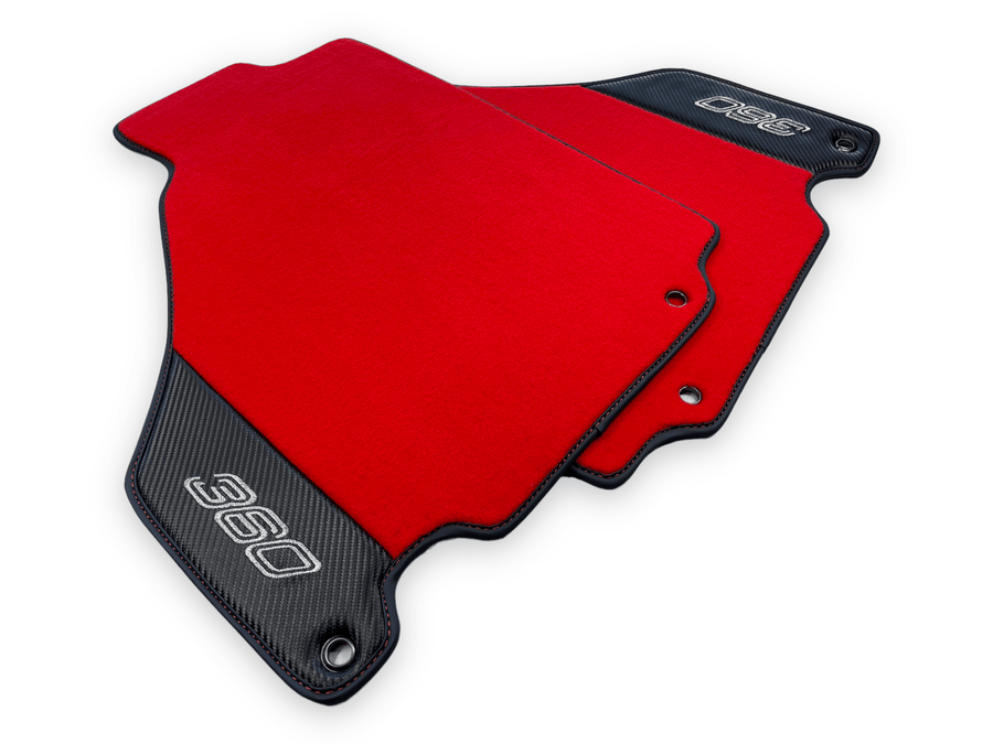 Red Floor Mats For Ferrari 360 Modena 1999-2005 With Carbon Fiber Leather - AutoWin