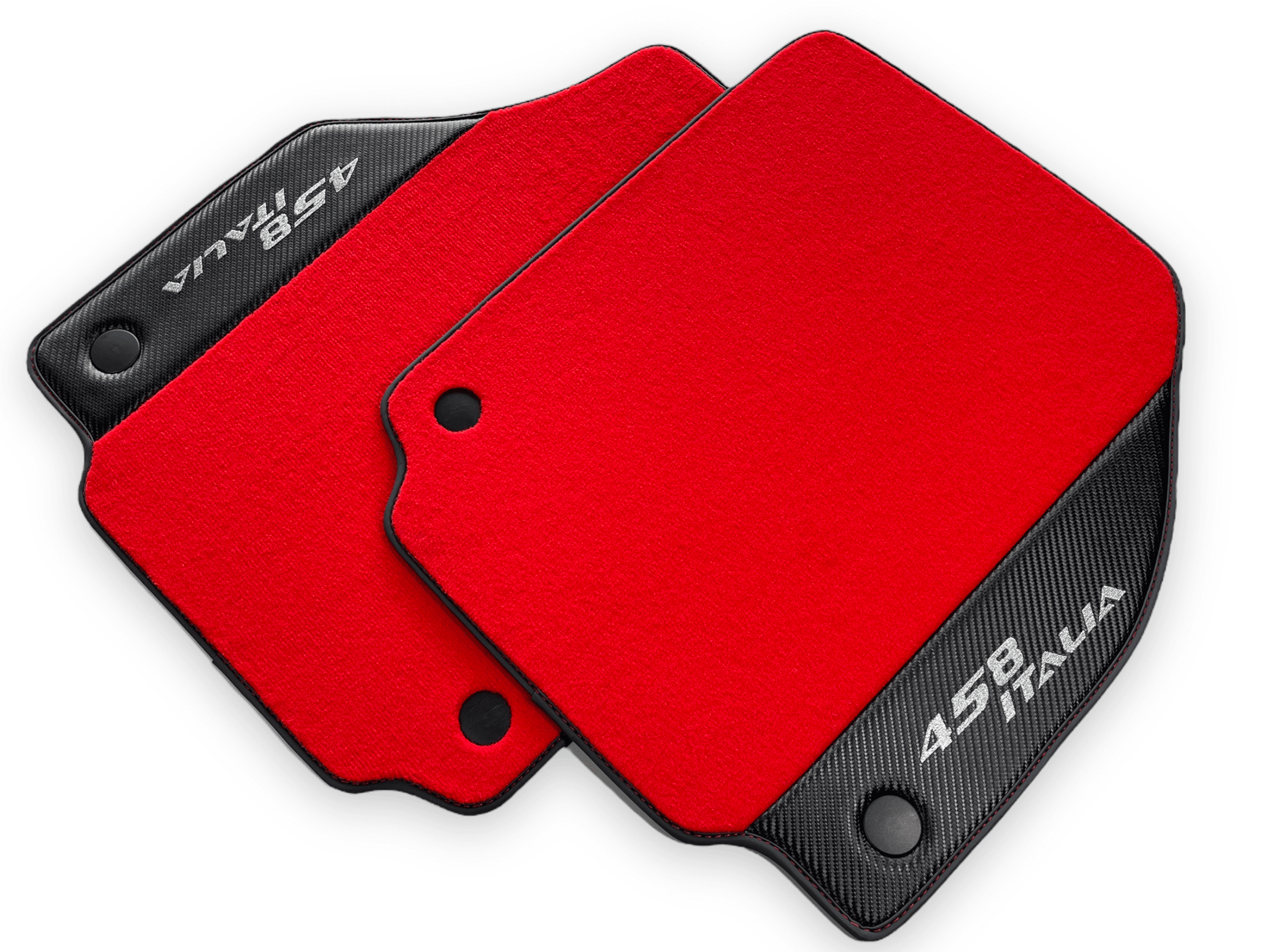 Red Floor Mats For Ferrari 458 Italia 2009-2015 With Carbon Fiber Leather - AutoWin