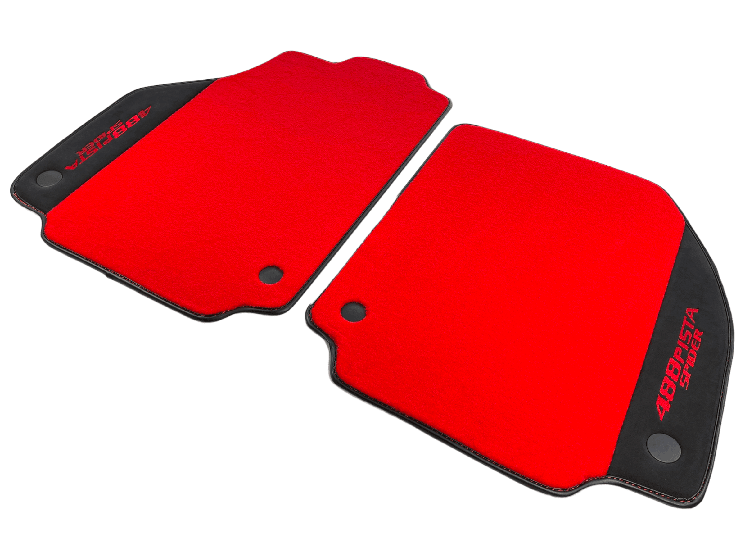 Red Floor Mats For Ferrari 488 Pista Spider 2019-2021 With Alcantara Leather - AutoWin
