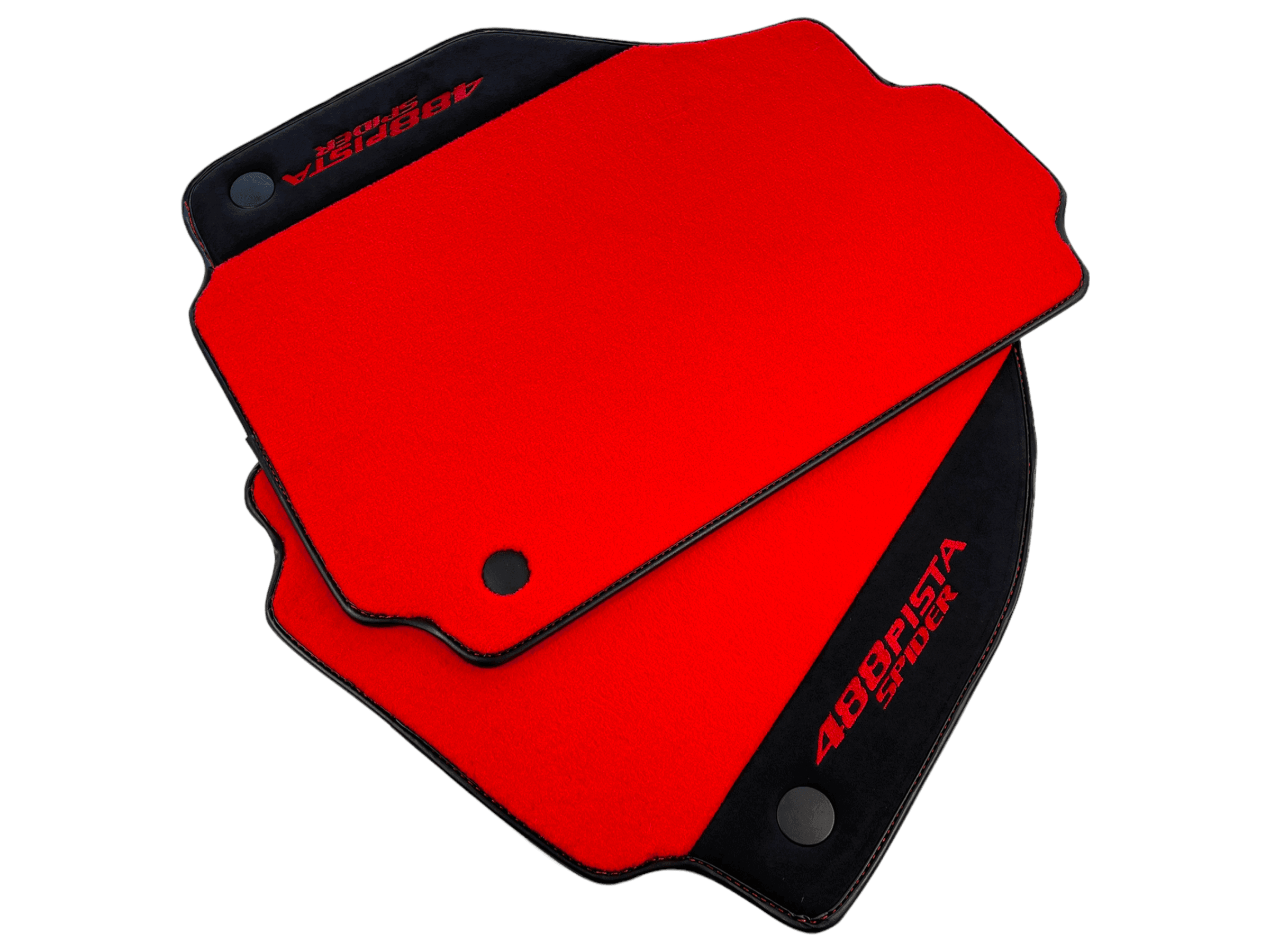 Red Floor Mats For Ferrari 488 Pista Spider 2019-2021 With Alcantara Leather - AutoWin