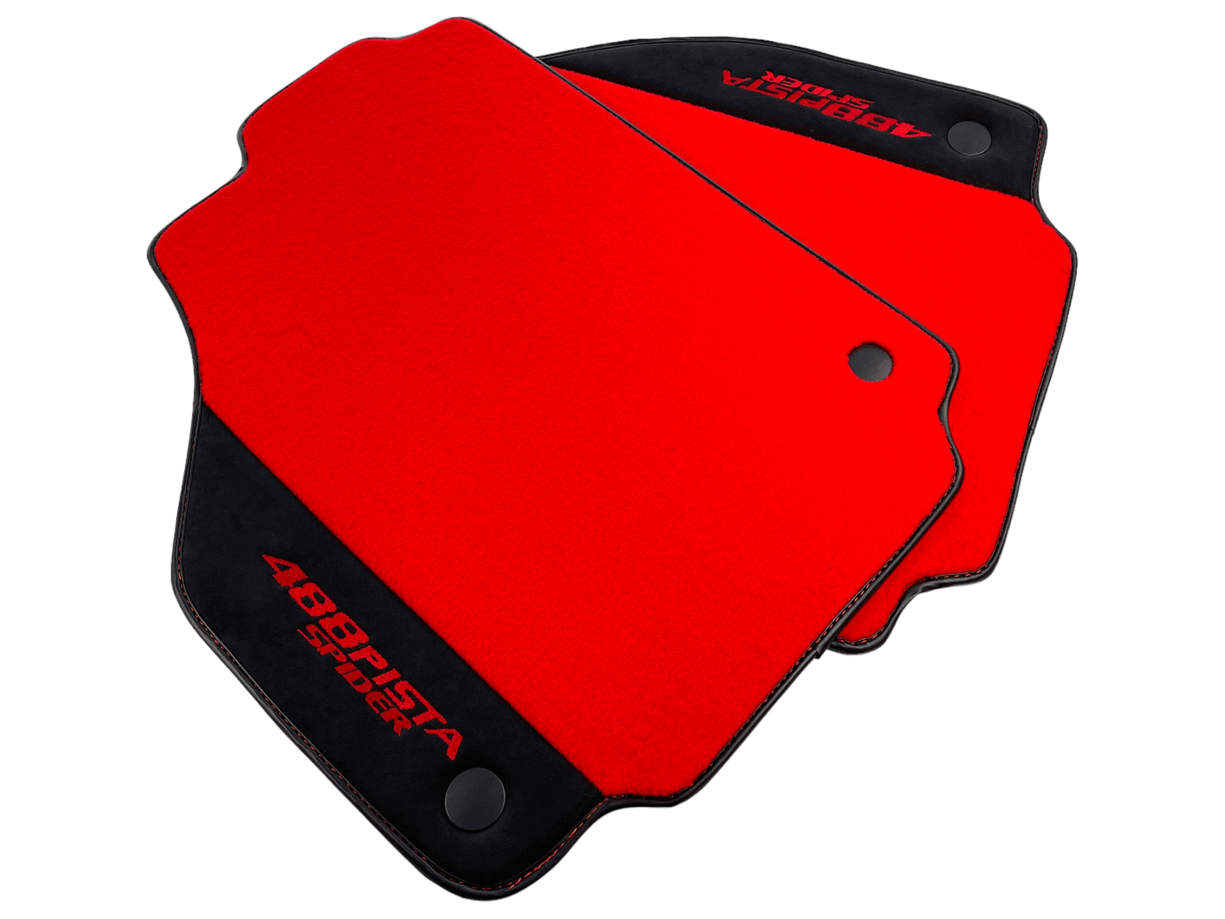 Red Floor Mats For Ferrari 488 Pista Spider 2019-2021 With Alcantara Leather - AutoWin