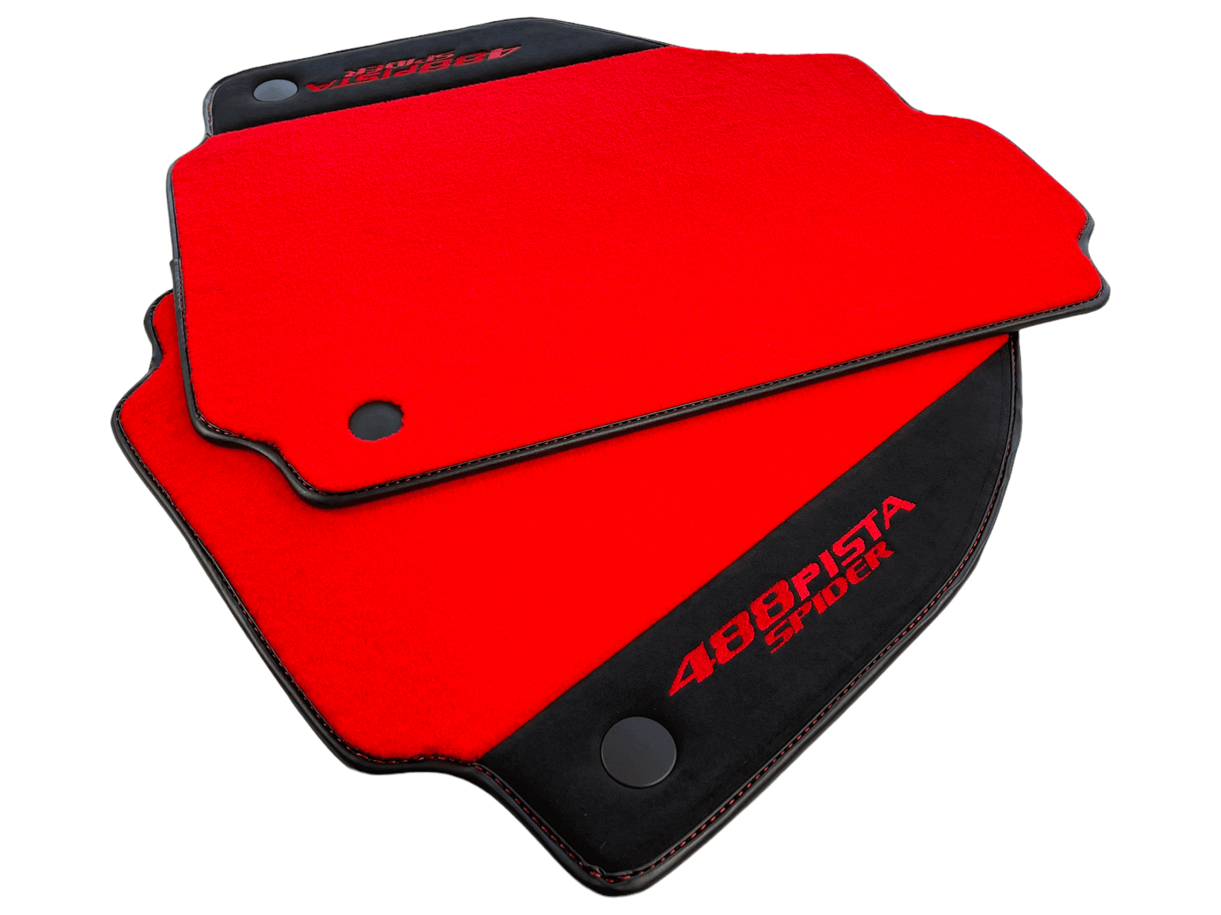 Red Floor Mats For Ferrari 488 Pista Spider 2019-2021 With Alcantara Leather - AutoWin