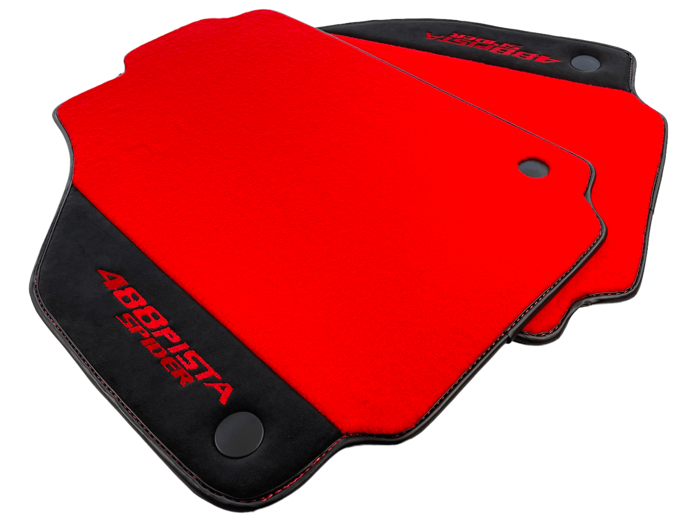 Red Floor Mats For Ferrari 488 Pista Spider 2019-2021 With Alcantara Leather - AutoWin