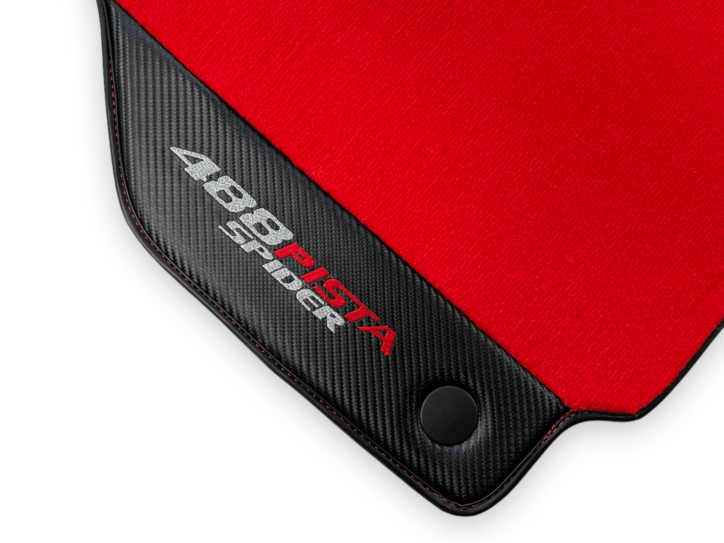 Red Floor Mats For Ferrari 488 Pista Spider 2019-2021 With Carbon Fiber Leather - AutoWin