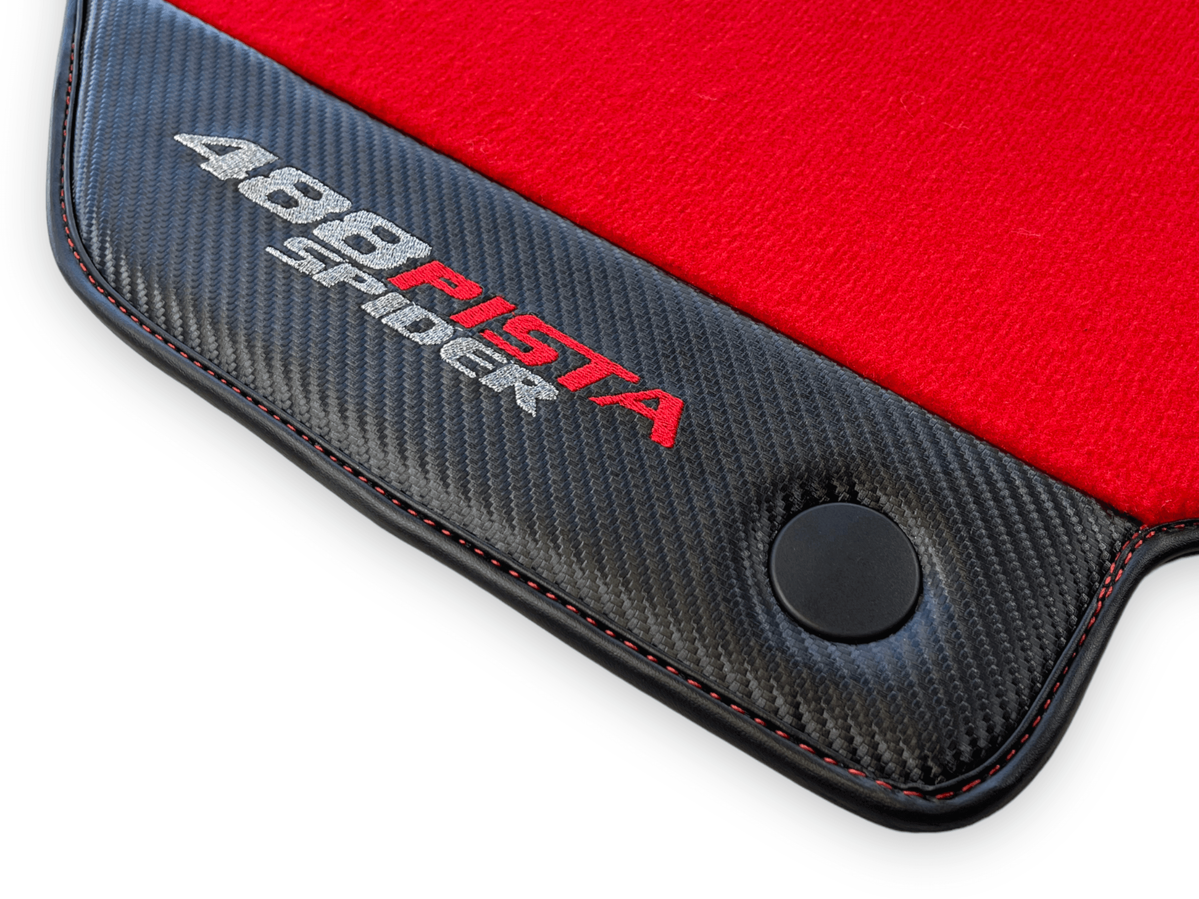 Red Floor Mats For Ferrari 488 Pista Spider 2019-2021 With Carbon Fiber Leather - AutoWin