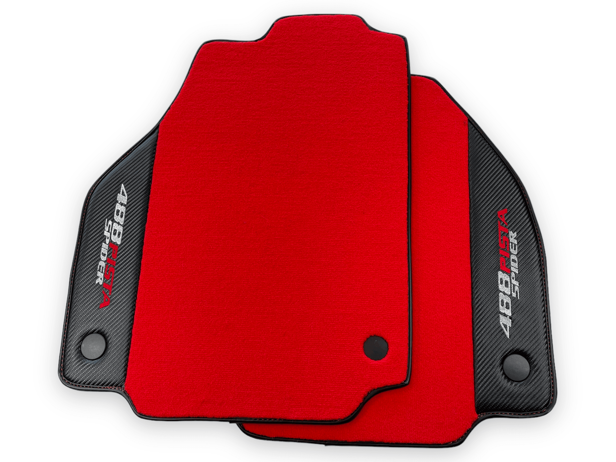 Red Floor Mats For Ferrari 488 Pista Spider 2019-2021 With Carbon Fiber Leather - AutoWin