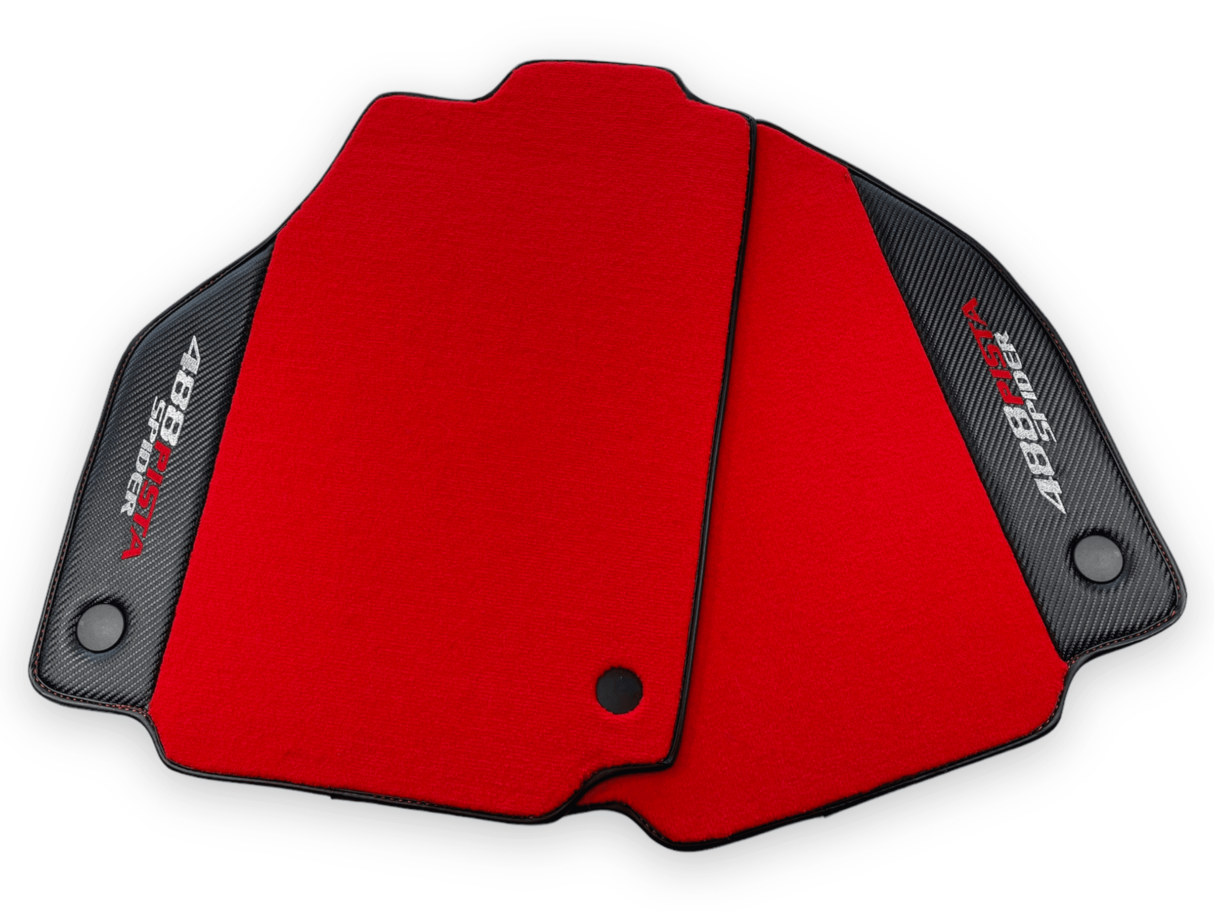 Red Floor Mats For Ferrari 488 Pista Spider 2019-2021 With Carbon Fiber Leather - AutoWin