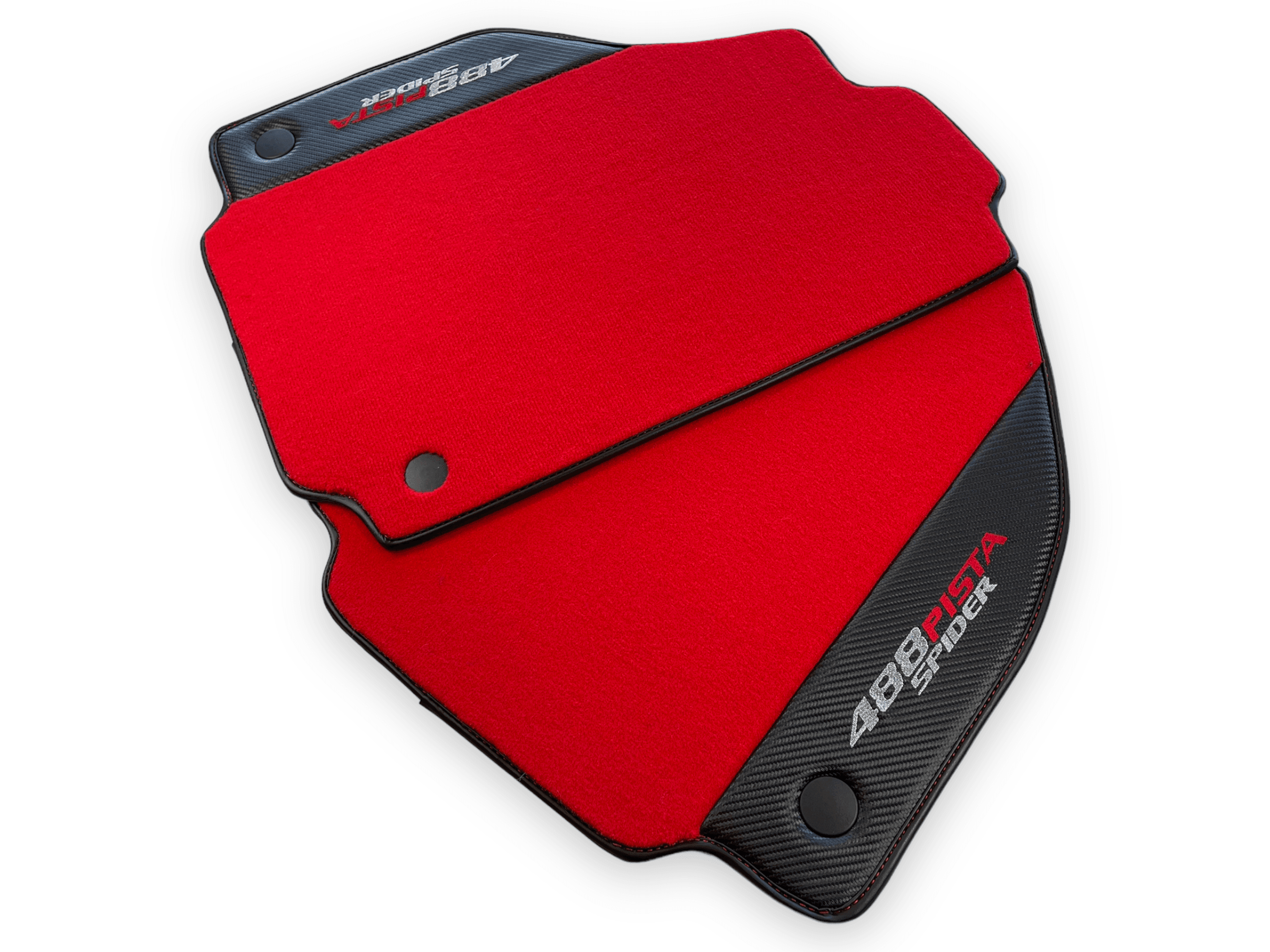 Red Floor Mats For Ferrari 488 Pista Spider 2019-2021 With Carbon Fiber Leather - AutoWin