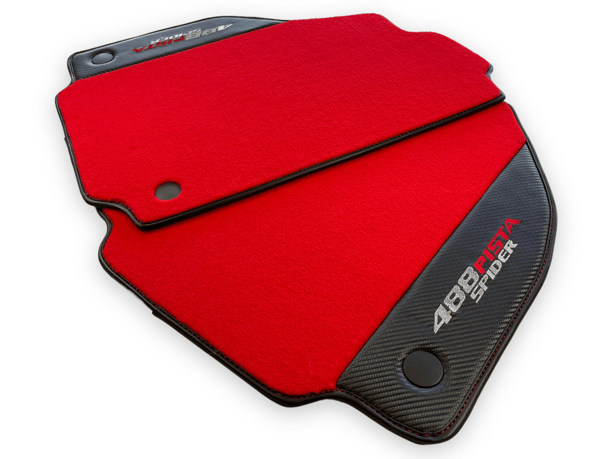 Red Floor Mats For Ferrari 488 Pista Spider 2019-2021 With Carbon Fiber Leather - AutoWin