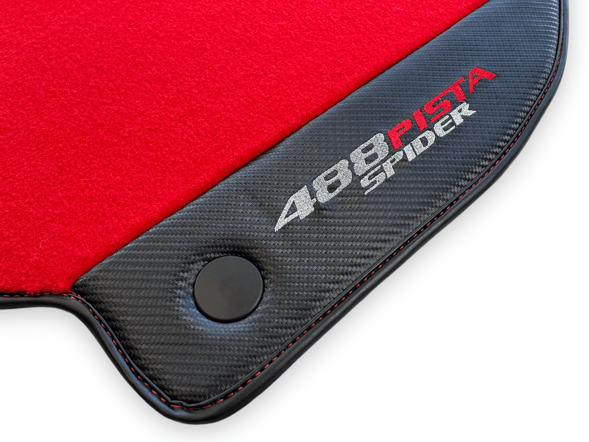 Red Floor Mats For Ferrari 488 Pista Spider 2019-2021 With Carbon Fiber Leather - AutoWin