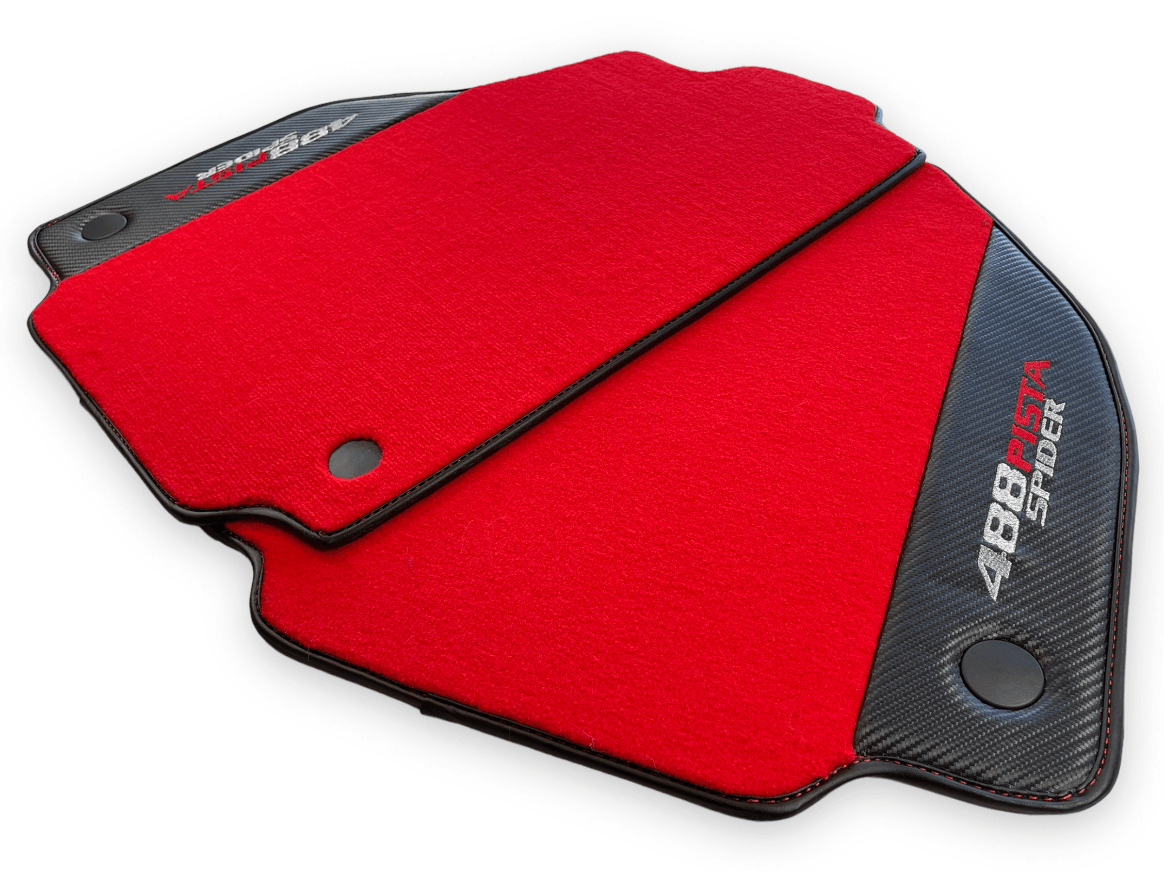 Red Floor Mats For Ferrari 488 Pista Spider 2019-2021 With Carbon Fiber Leather - AutoWin