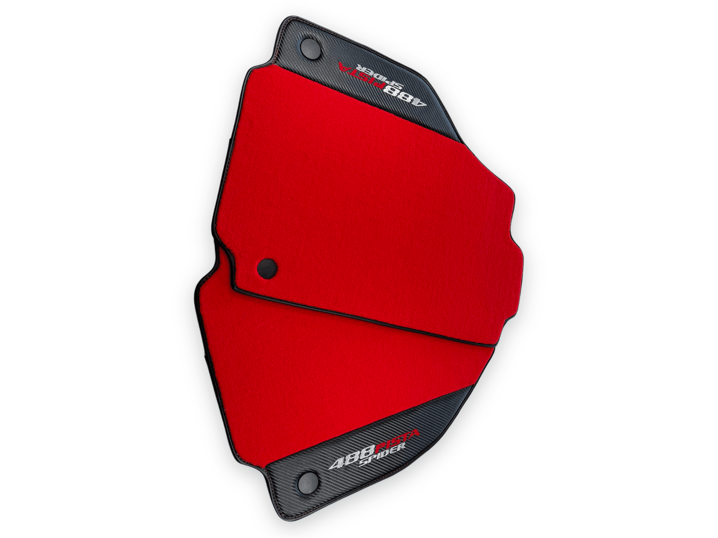 Red Floor Mats For Ferrari 488 Pista Spider 2019-2021 With Carbon Fiber Leather - AutoWin