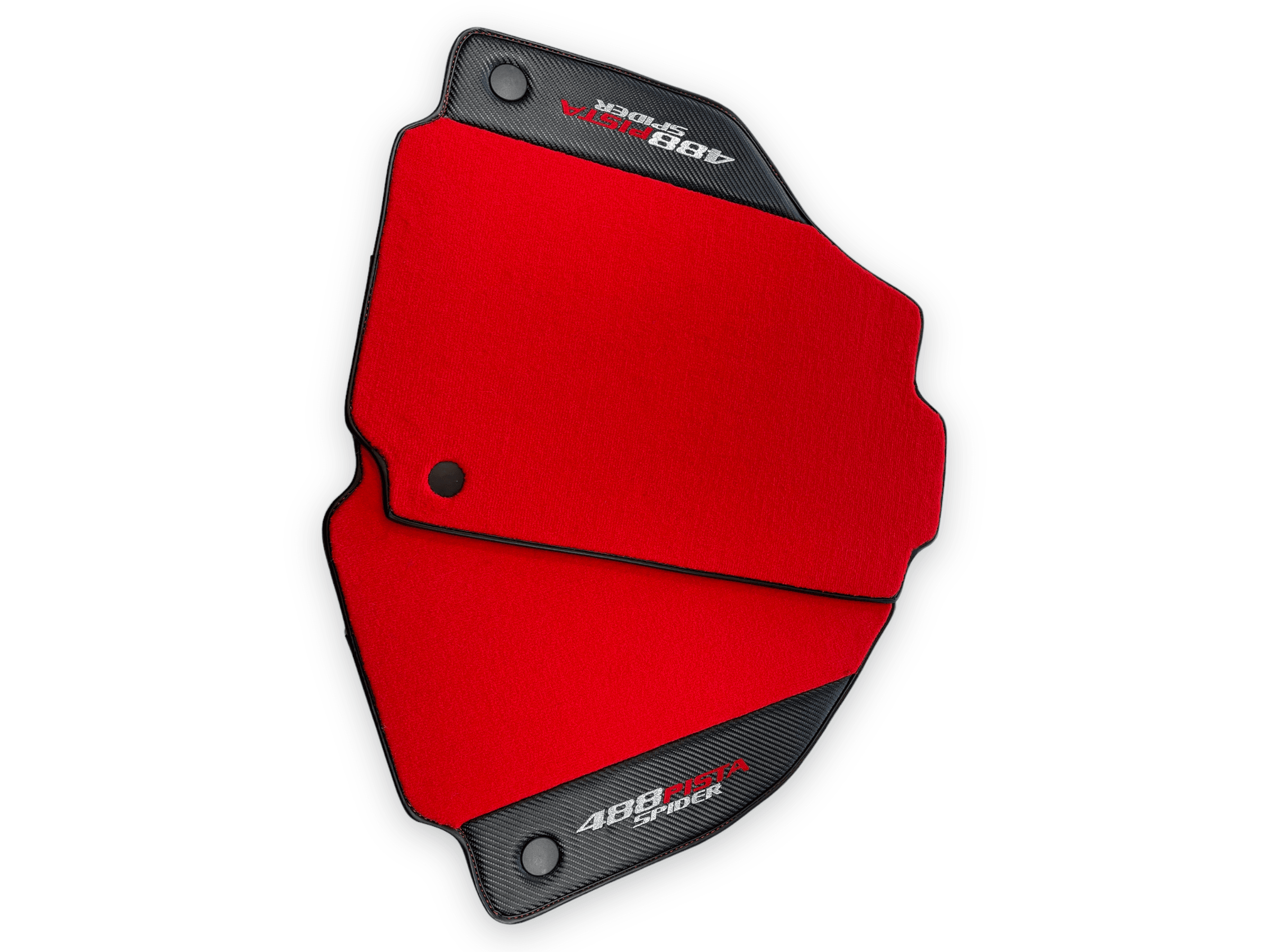 Red Floor Mats For Ferrari 488 Pista Spider 2019-2021 With Carbon Fiber Leather - AutoWin