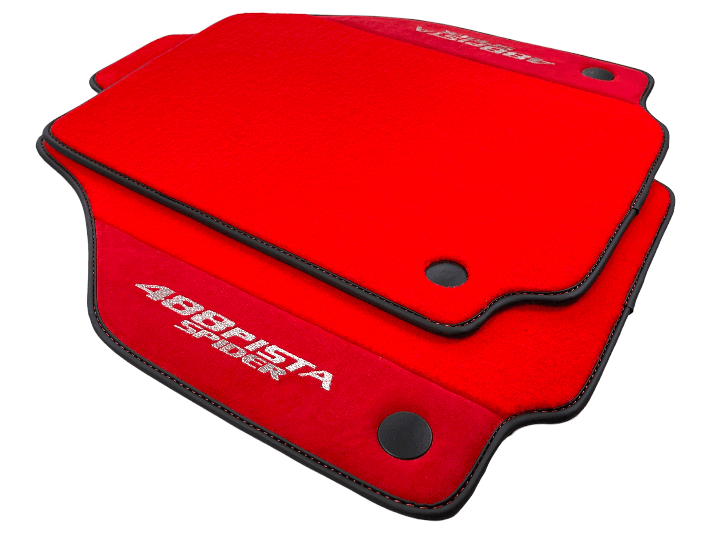 Red Floor Mats For Ferrari 488 Pista Spider 2019-2021 With Red Alcantara Leather - AutoWin