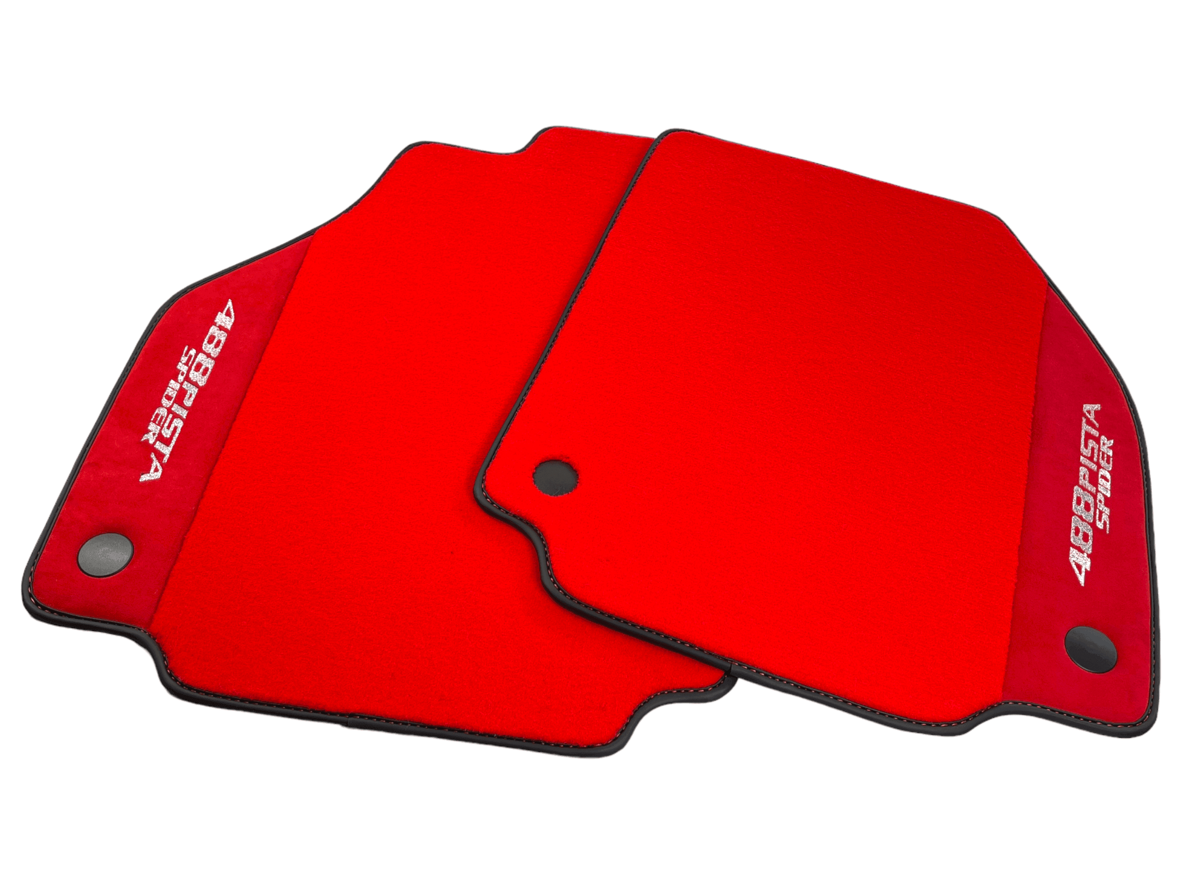 Red Floor Mats For Ferrari 488 Pista Spider 2019-2021 With Red Alcantara Leather - AutoWin