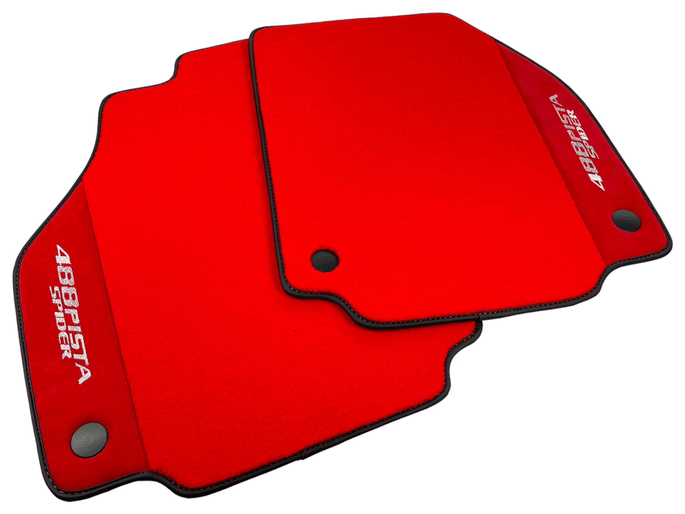 Red Floor Mats For Ferrari 488 Pista Spider 2019-2021 With Red Alcantara Leather - AutoWin
