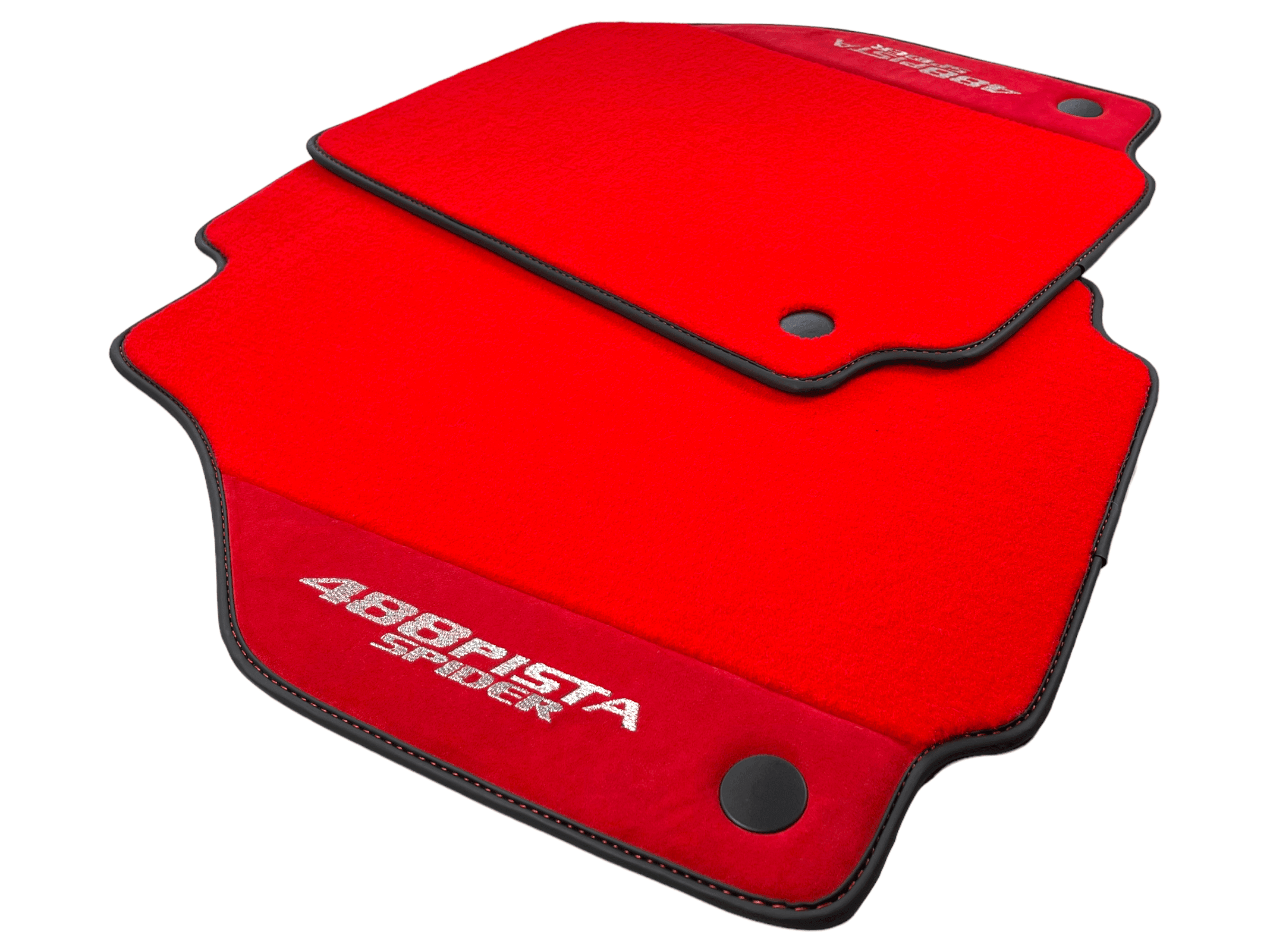 Red Floor Mats For Ferrari 488 Pista Spider 2019-2021 With Red Alcantara Leather - AutoWin