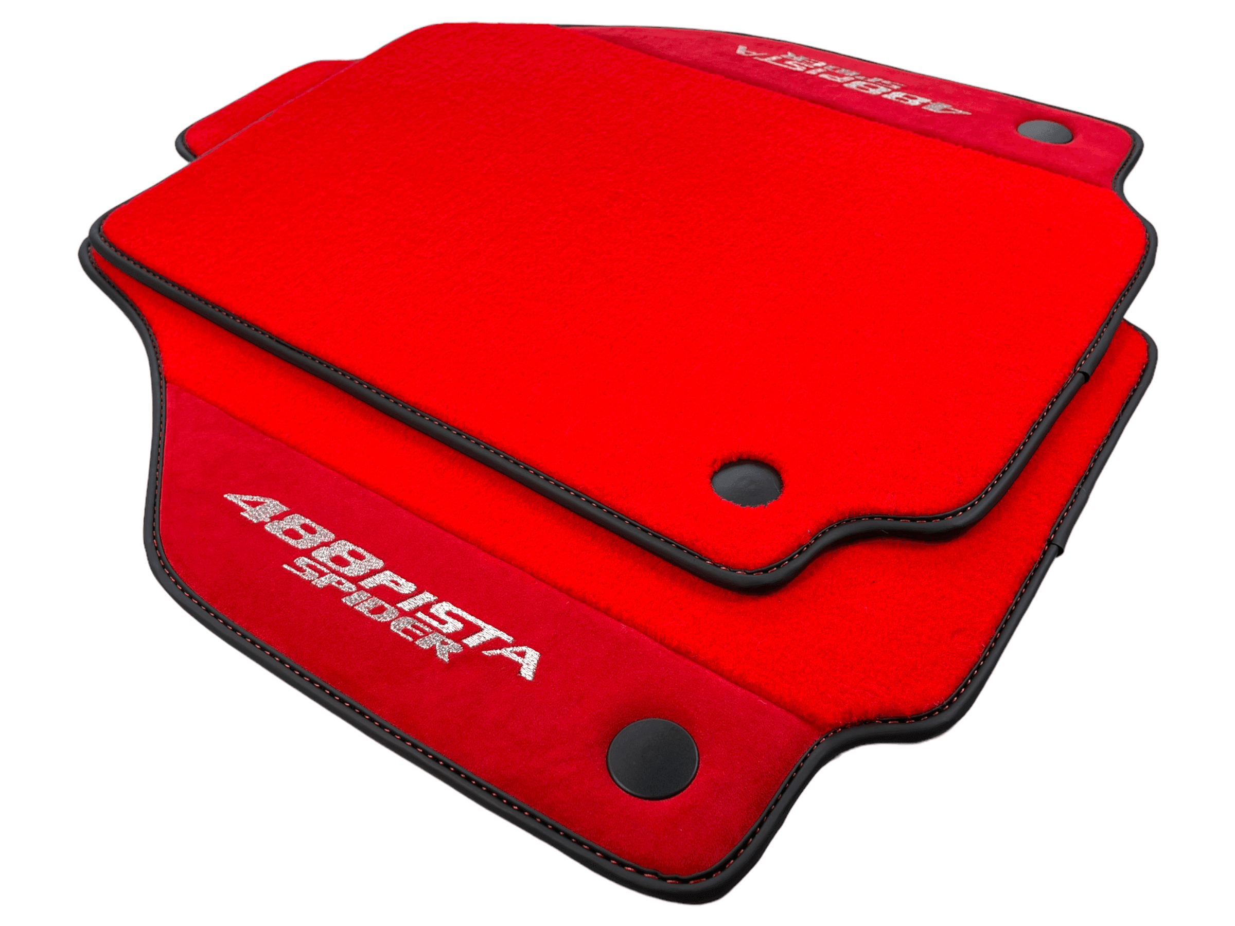 Red Floor Mats For Ferrari 488 Pista Spider 2019-2021 With Red Alcantara Leather - AutoWin