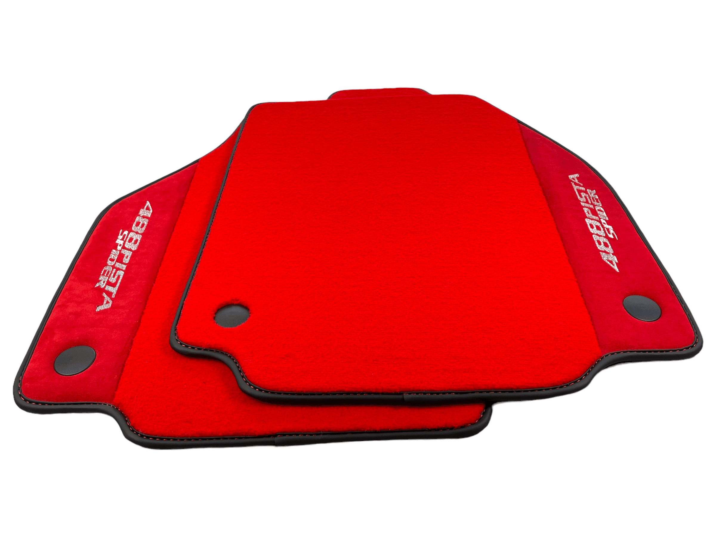 Red Floor Mats For Ferrari 488 Pista Spider 2019-2021 With Red Alcantara Leather - AutoWin