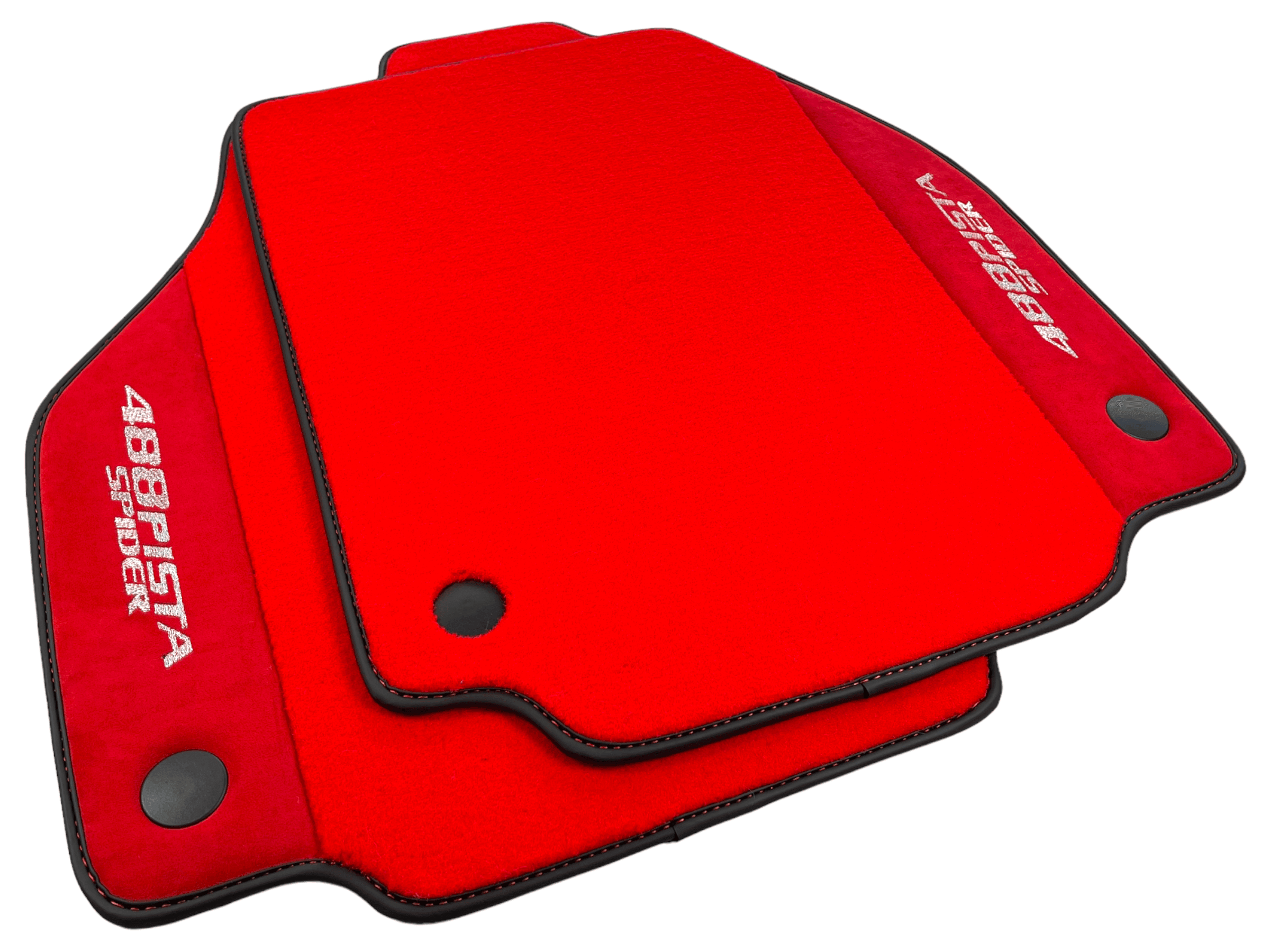 Red Floor Mats For Ferrari 488 Pista Spider 2019-2021 With Red Alcantara Leather - AutoWin