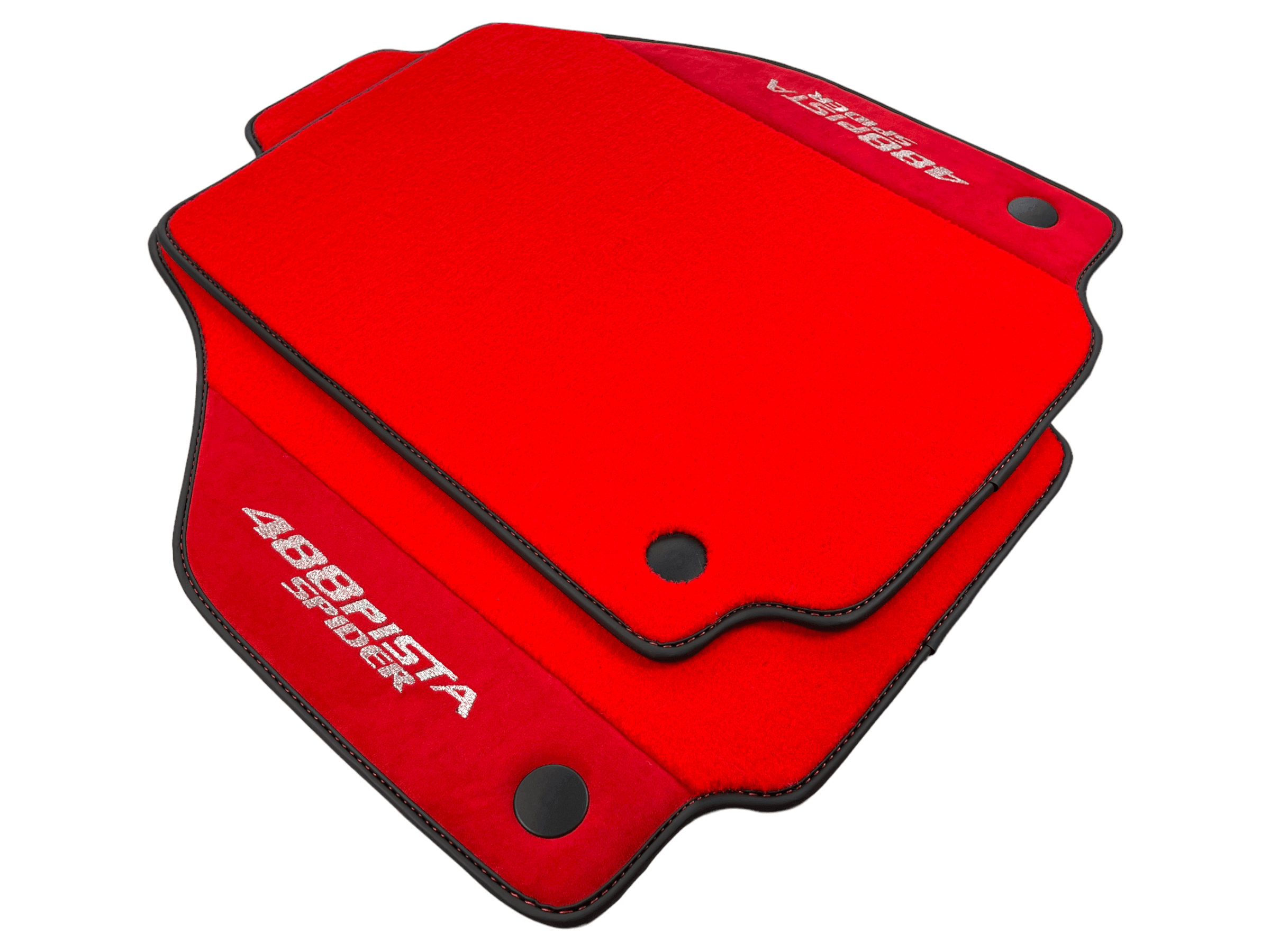 Red Floor Mats For Ferrari 488 Pista Spider 2019-2021 With Red Alcantara Leather - AutoWin