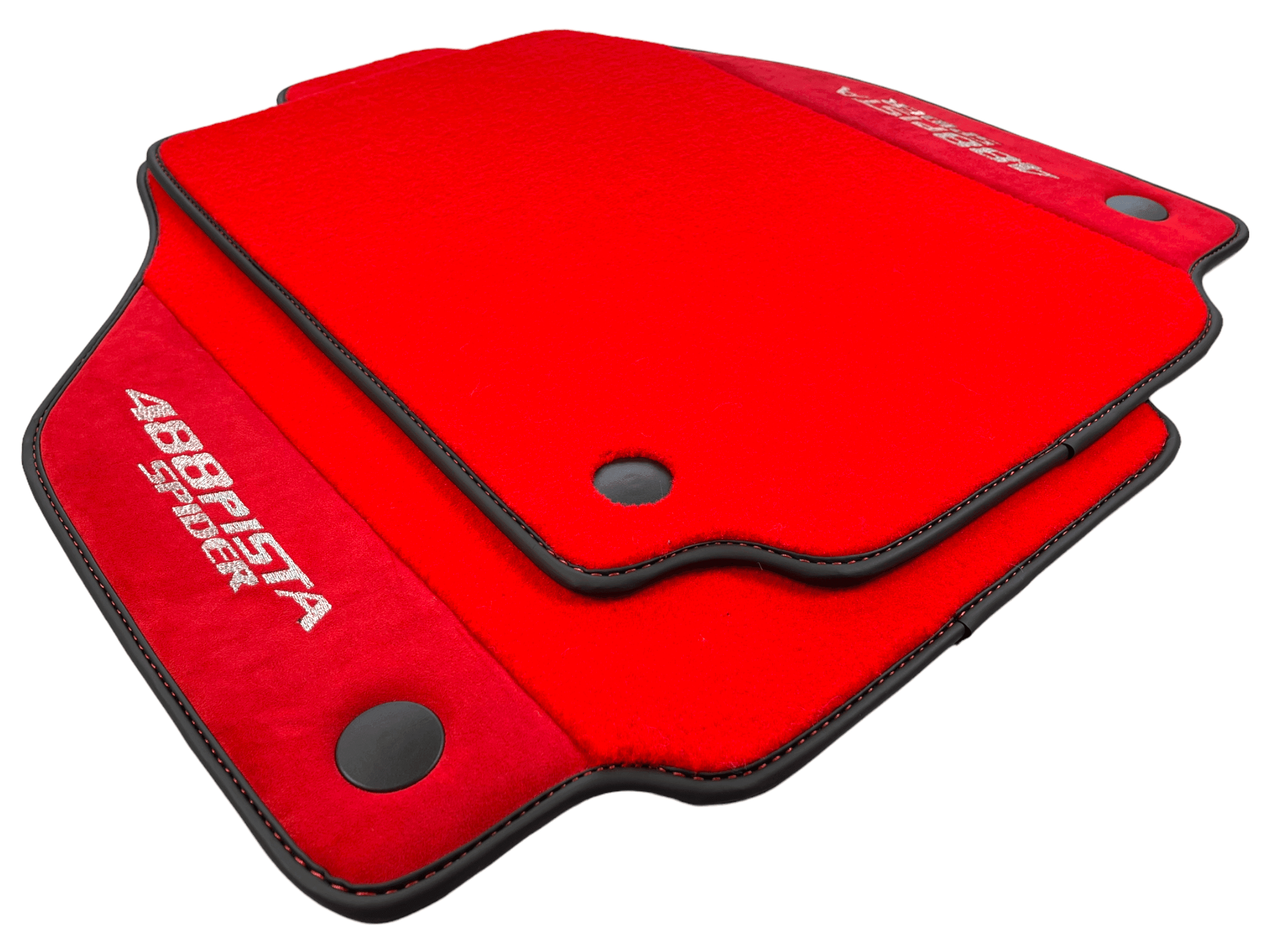 Red Floor Mats For Ferrari 488 Pista Spider 2019-2021 With Red Alcantara Leather - AutoWin