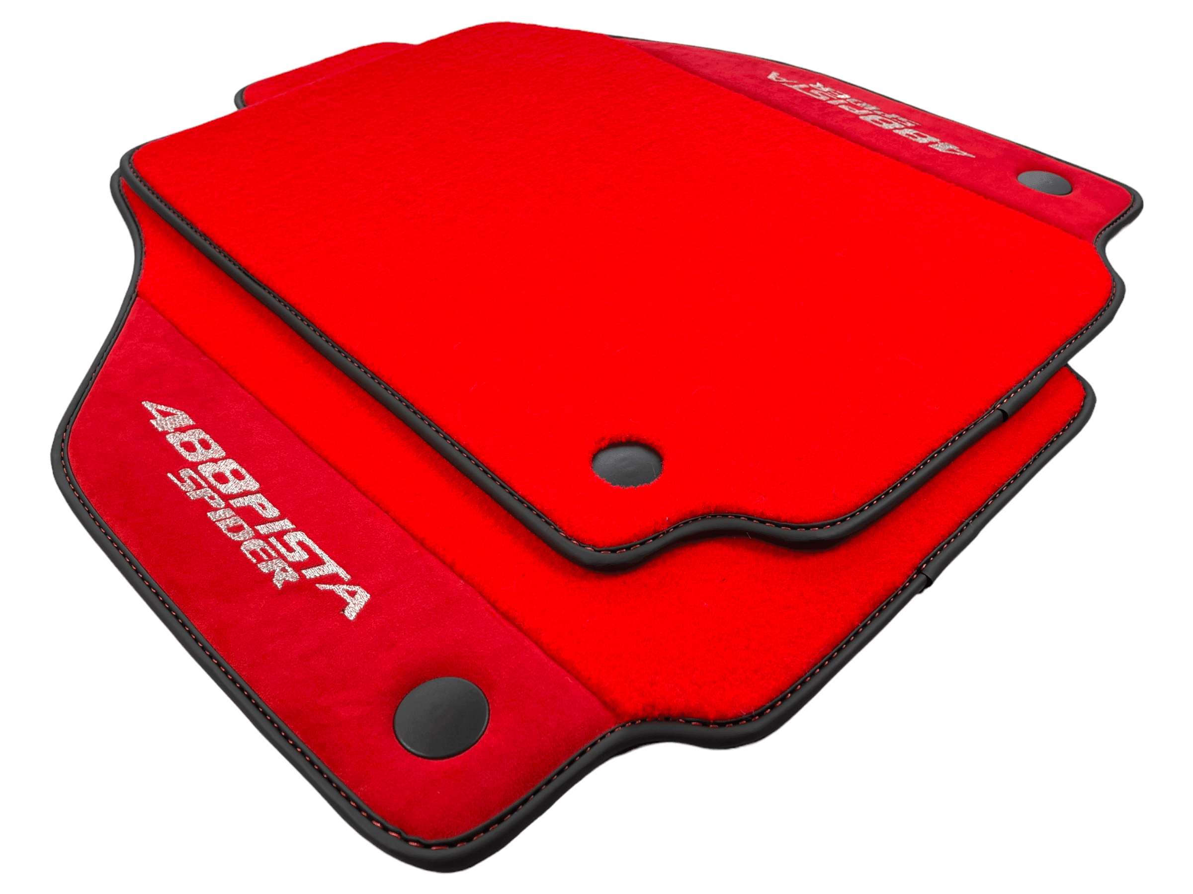 Red Floor Mats For Ferrari 488 Pista Spider 2019-2021 With Red Alcantara Leather - AutoWin