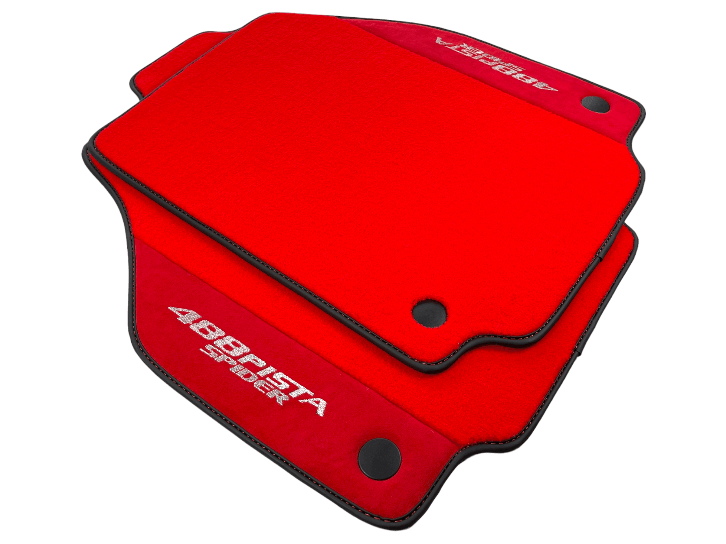 Red Floor Mats For Ferrari 488 Pista Spider 2019-2021 With Red Alcantara Leather - AutoWin