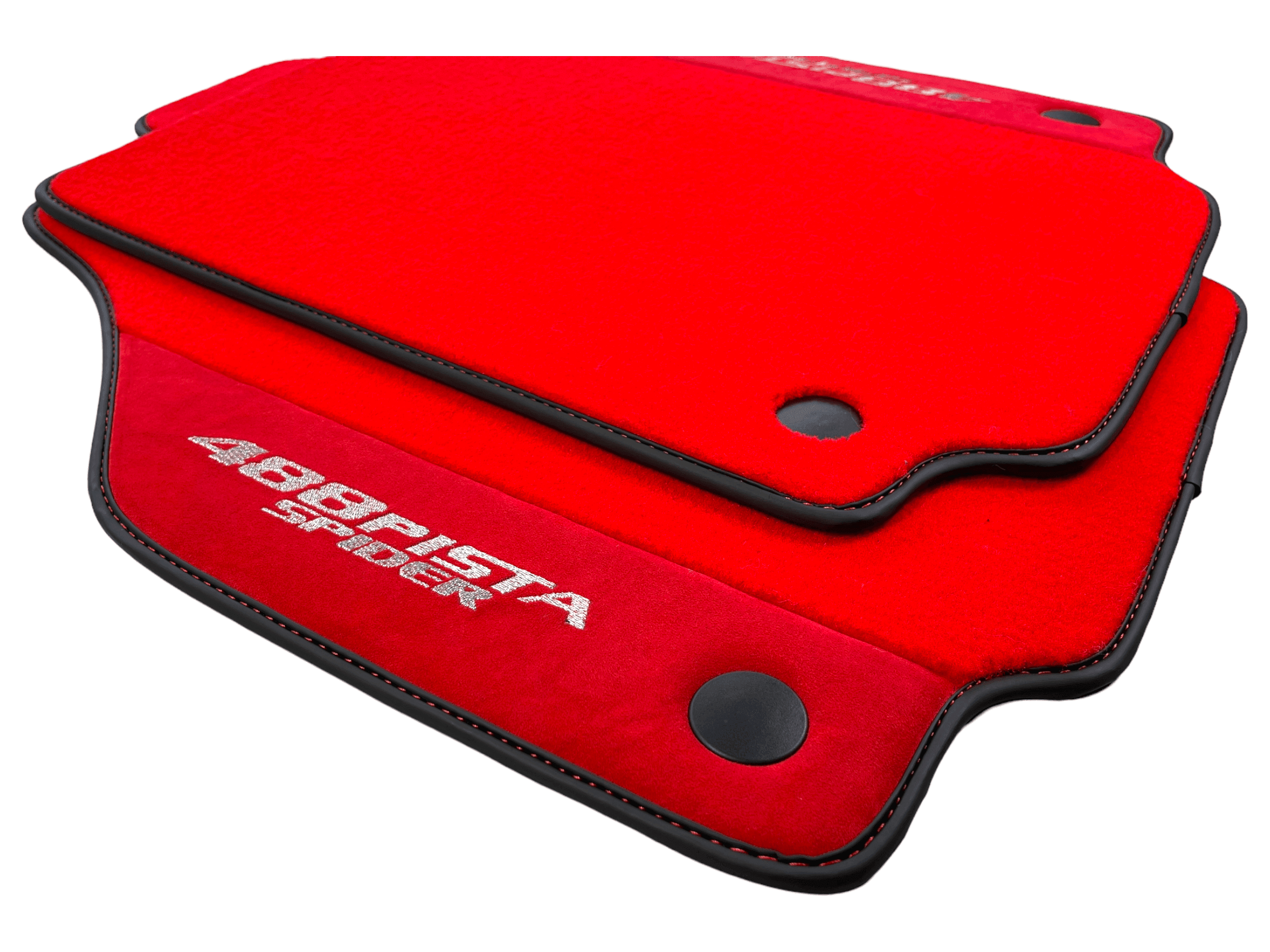 Red Floor Mats For Ferrari 488 Pista Spider 2019-2021 With Red Alcantara Leather - AutoWin