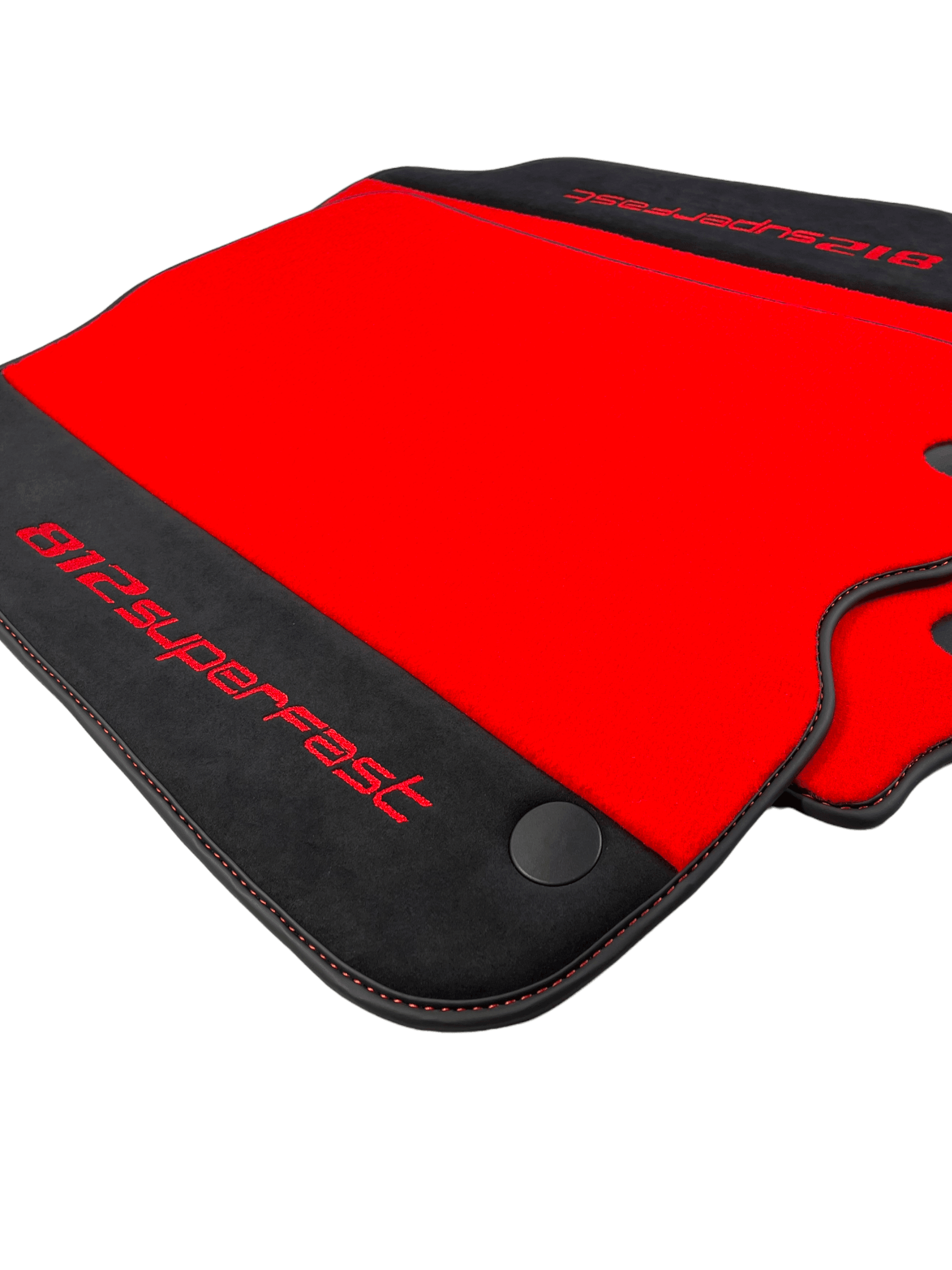 Red Floor Mats For Ferrari 812 Superfast With Alcantara Leather - AutoWin