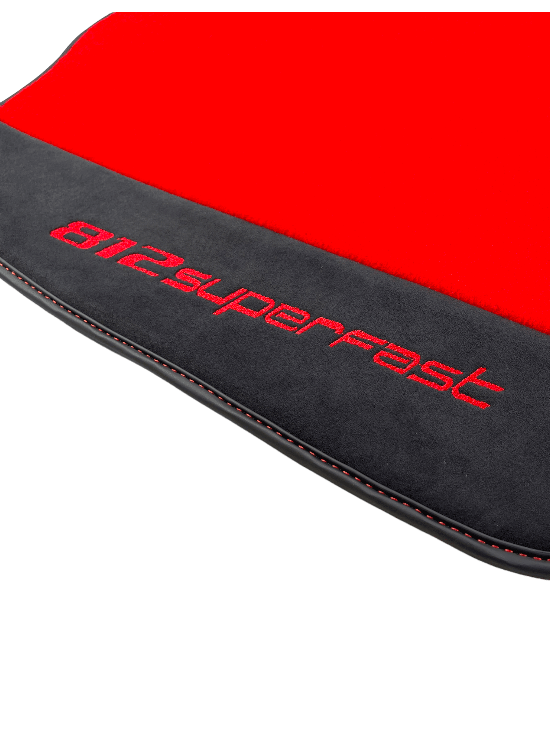 Red Floor Mats For Ferrari 812 Superfast With Alcantara Leather - AutoWin