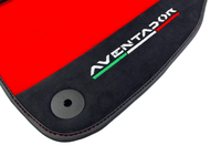 Red Floor Mats for Lamborghini Aventador With Alcantara Leather - AutoWin