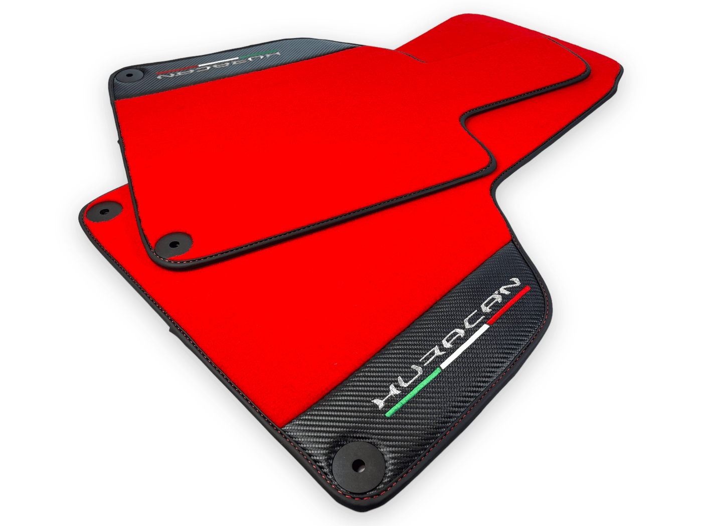 Red Floor Mats for Lamborghini Huracan With Carbon Fiber Leather - AutoWin