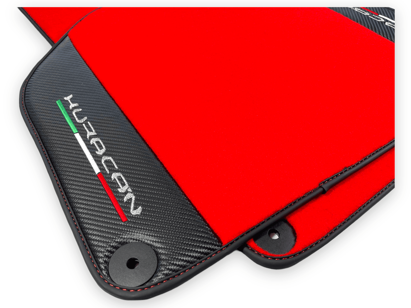Red Floor Mats for Lamborghini Huracan With Carbon Fiber Leather - AutoWin