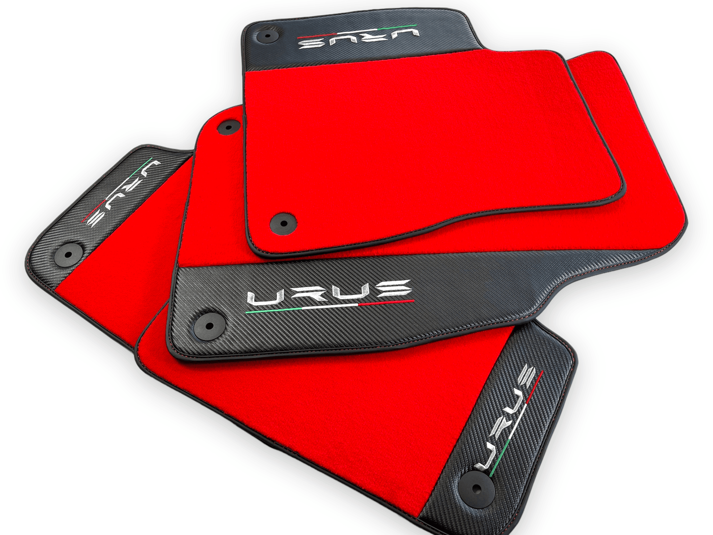Red Floor Mats For Lamborghini Urus With Carbon Leather - AutoWin