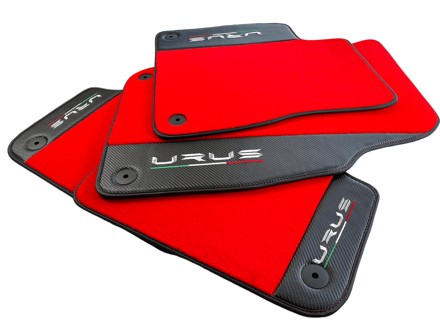 Red Floor Mats For Lamborghini Urus With Carbon Leather - AutoWin