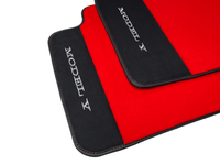 Red Floor Mats For Tesla Model Y With Alcantara Leather - AutoWin